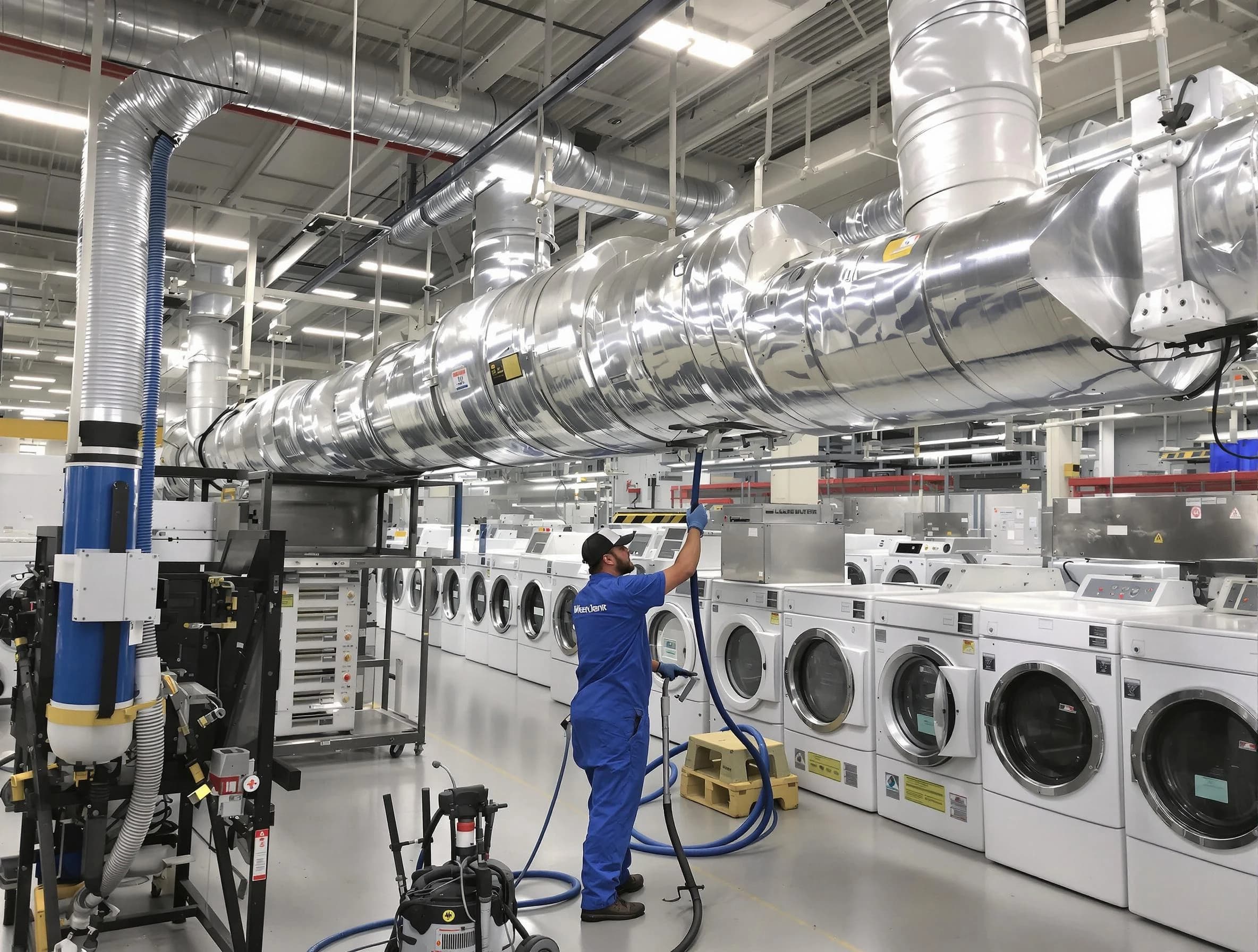 Los Chaves Dryer Vent Cleaning team performing heavy-duty industrial dryer vent cleaning in Los Chaves