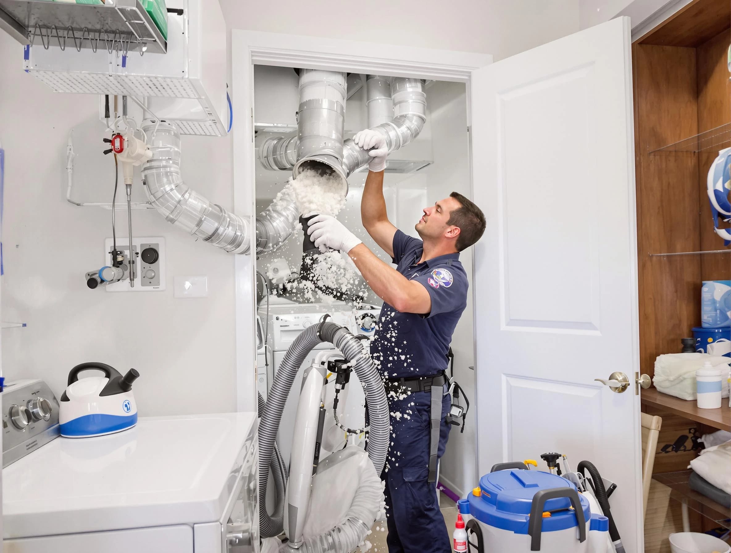Los Chaves Dryer Vent Cleaning technician delivering thorough residential dryer vent cleaning service in Los Chaves